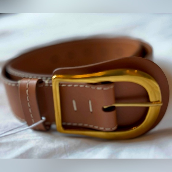 ZIMMERMANN Tan Leather Belt with Gold Buckle NWT